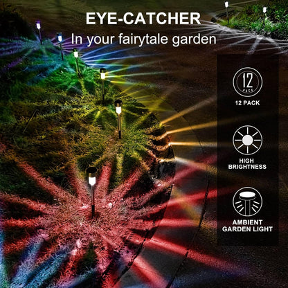 Solar Lights Outdoor Waterproof, Stainless Steel LED Landscape Lighting, Solar Garden Lights Solar Powered, Outdoor Solar Lights for Yard, Pathway, Walkway, Patio , Lawn - 16 Pack ( Multicolor )