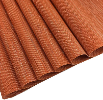 WAZAIGUR Placemats Set of 6 for Dining Table Heat-Resistant Washable Place Mats Woven Vinyl Kitchen Table Mats Easy to Clean,Orange