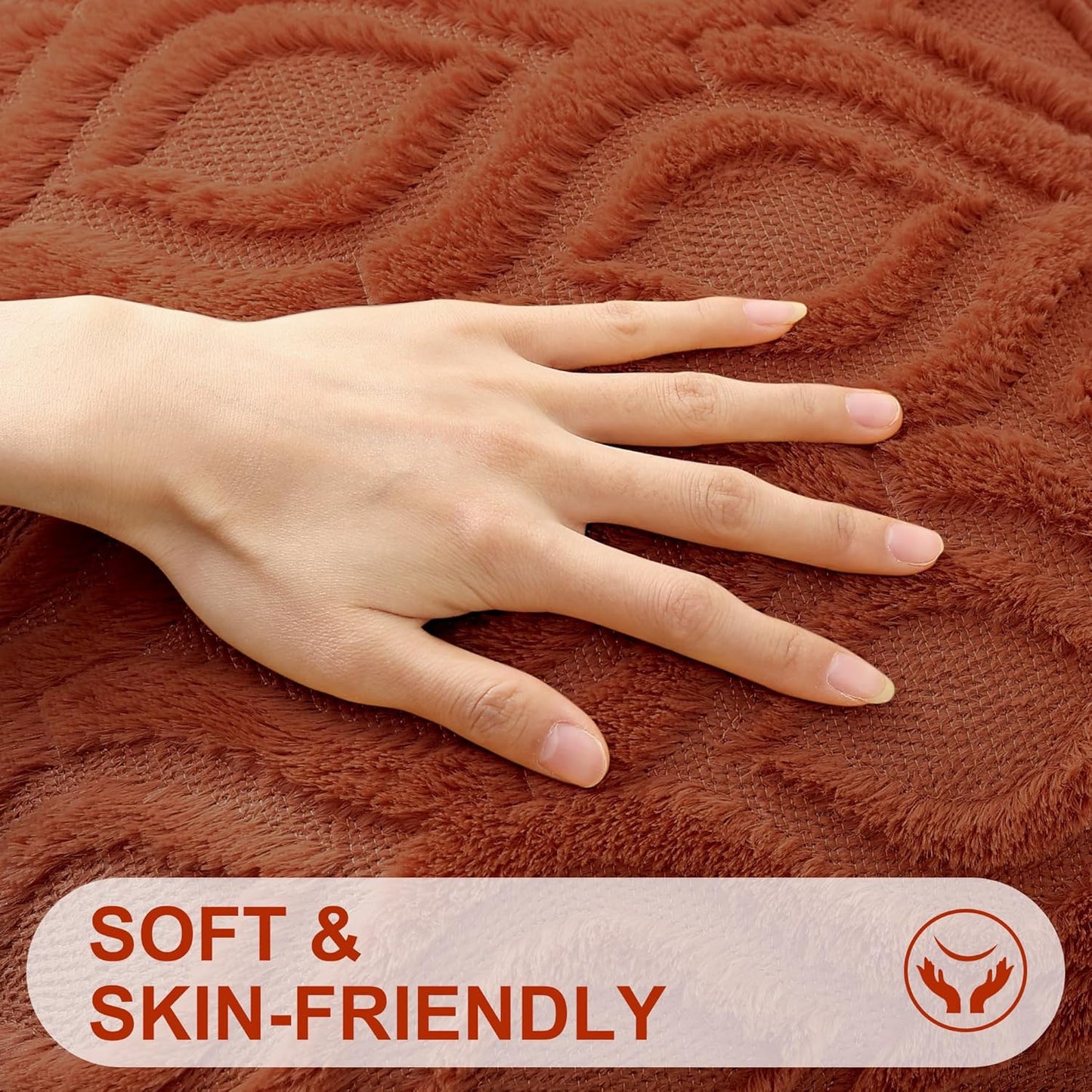 decorUhome Fall Throw Pillow Covers 26x26 Inch Set of 2, Soft Plush Decorative Faux Fur Rust Solid Couch Pillow Covers, Accent Farmhouse Neutral Square Euro Pillow Cases for Sofa Bed Living Room