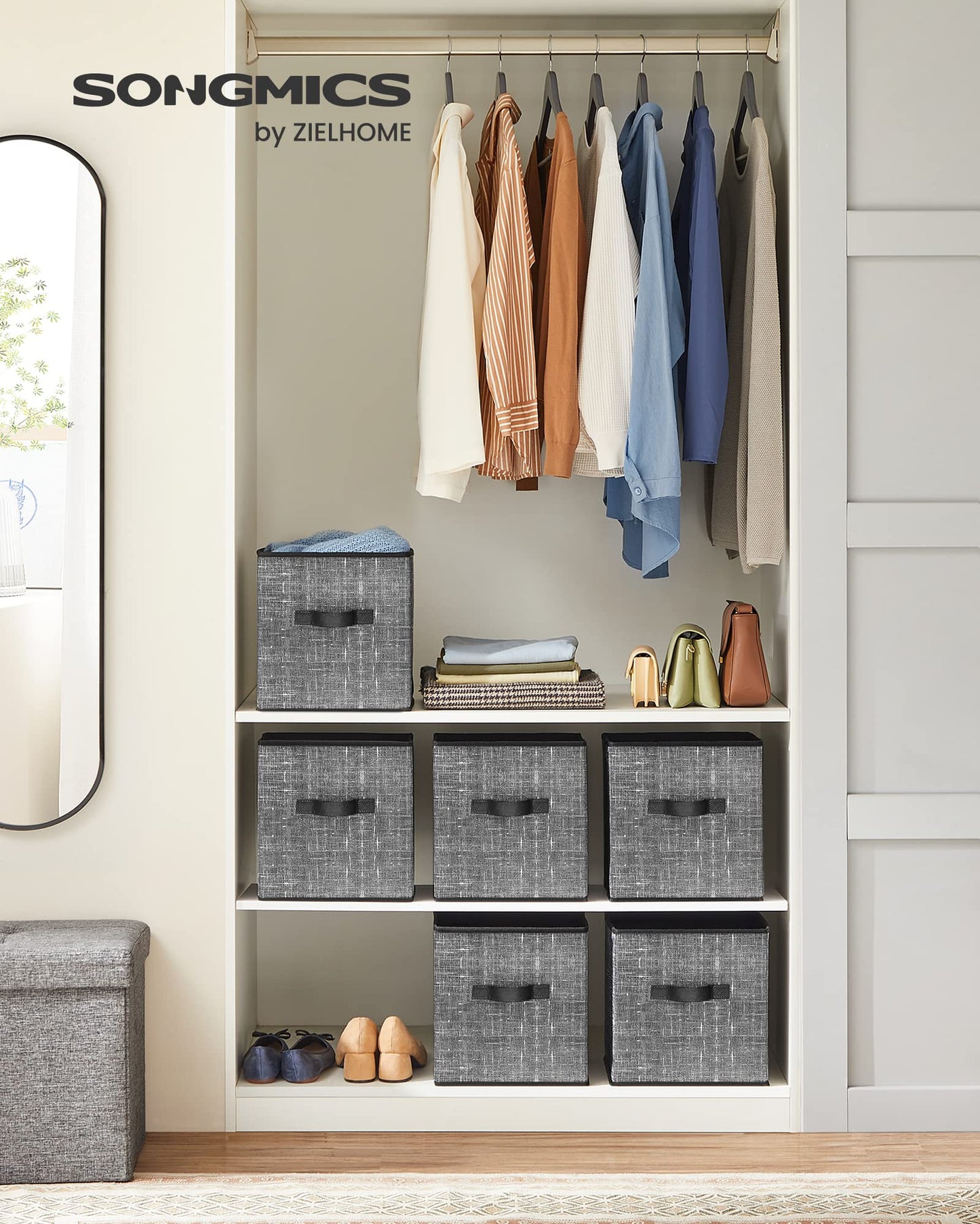 SONGMICS Storage Cubes, Set of 6, 11-Inch Foldable Closet Organizers