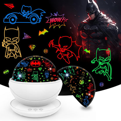 Batman Night Light Projector for Boy,Kids Night Lights with Batman and Dinosaur Theme,360 Degree Rotation,15 Mode Color Changing,Birthday Gift Toys