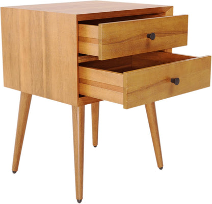 Christopher Knight Home Mid-Century Nightstand, Acacia Wood Nightstand Side Table, Accent Bedside End Table with Solid Wood Legs for Bedroom, Dorm and Small Spaces,Natural Brown