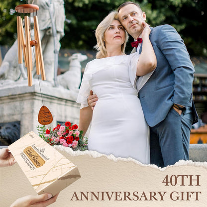 40th Wedding Anniversary Wind Chime, Happy 40th Anniversary Romantic Gifts for Couple, Parents, Wife, Husband, Friends, Ruby Anniversary's Keepsake Gifts Ideas, Large-36''