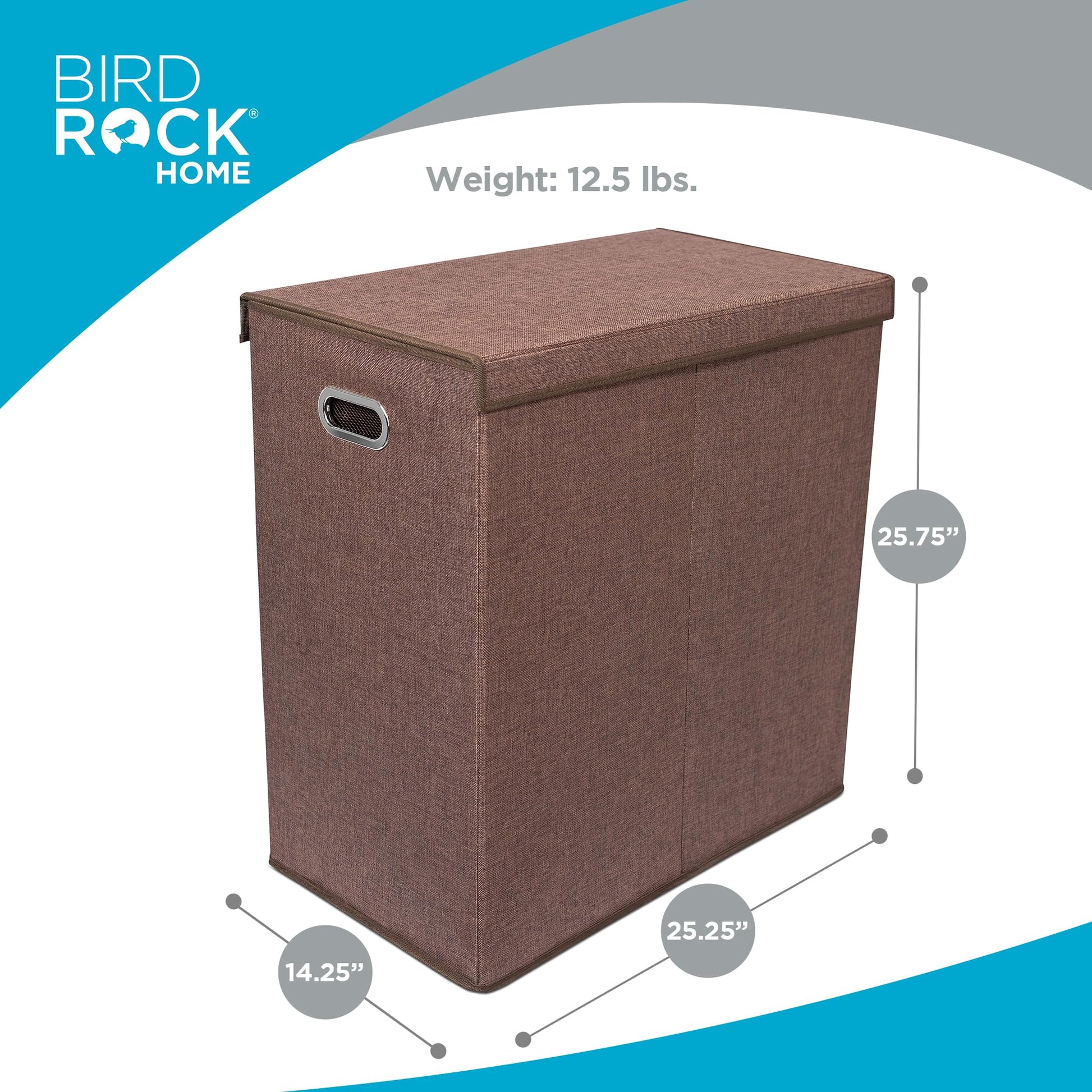 BIRDROCK HOME Laundry Hamper with Lid | Removable Bags for Sorting Clothes | Sectioned Laundry