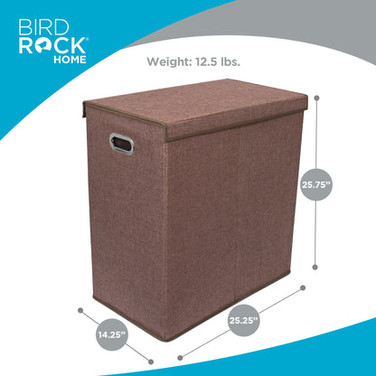 BIRDROCK HOME Laundry Hamper with Lid | Removable Bags for Sorting Clothes | Sectioned Laundry