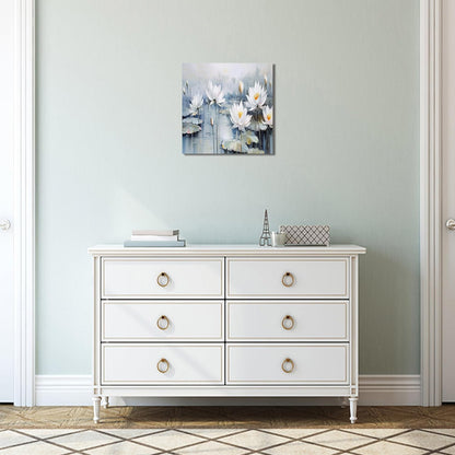 TAIJXAGSG Modern Canvas Wall Art Decor Prints Paintings Wall Decorations White Flowers Artwork for Bedroom Kitchen Office Decor 13"×13" bathroom decor wall