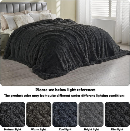 GONAAP Fuzzy Faux Fur Throw Blanket Twin Size Dark Grey Super Soft Cozy Plush Fuzzy Shaggy Blanket for Couch Sofa Bed (Dark Grey, Twin(60"x80"))