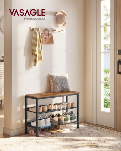 VASAGLE Shoe Rack for Entryway, Freestanding, Adjustable, Industrial