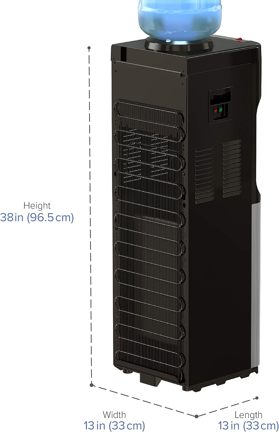 Brio Essential Series Top Loading Water Cooler Dispenser - Tri Temp Dispense, Child Safety Lock, Holds 3 or 5 Gallon Bottles - UL/Energy Star Approved