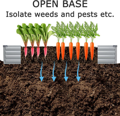 8x4x1ft(2 Pack) Galvanized Raised Garden Bed,Outdoor Planter Box Metal Patio Kit Planting Bed for Vegetables Flowers Herb,Silver