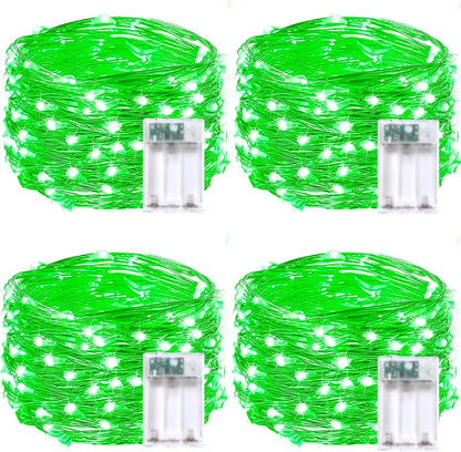 4 Pack 50 LED Fairy Lights Battery Operated with Timer, 16FT Waterproof Halloween Battery Lights Outdoor Indoor Starry Mini Led String Light for Halloween parties Bedroom Home DIY Decoration (Green)