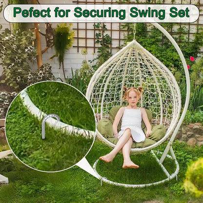 12 Inch Ground Stakes Heavy Duty J Hook 30 Pack Metal Spikes Galvanized Ground Anchors Rebar Tent Stakes for Fence, Bounce House, Gazebos and Outdoor Decorations Inflatables