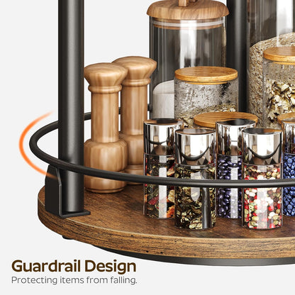 Spice Rack, Set of 2 Lazy Susan Organizer, 2-Tier Turntable Organizer, Rotating Spice Rack Organizer For Cabinet, Compact and Versatile, for Kitchen Countertop, Rustic Brown SR22L2BR