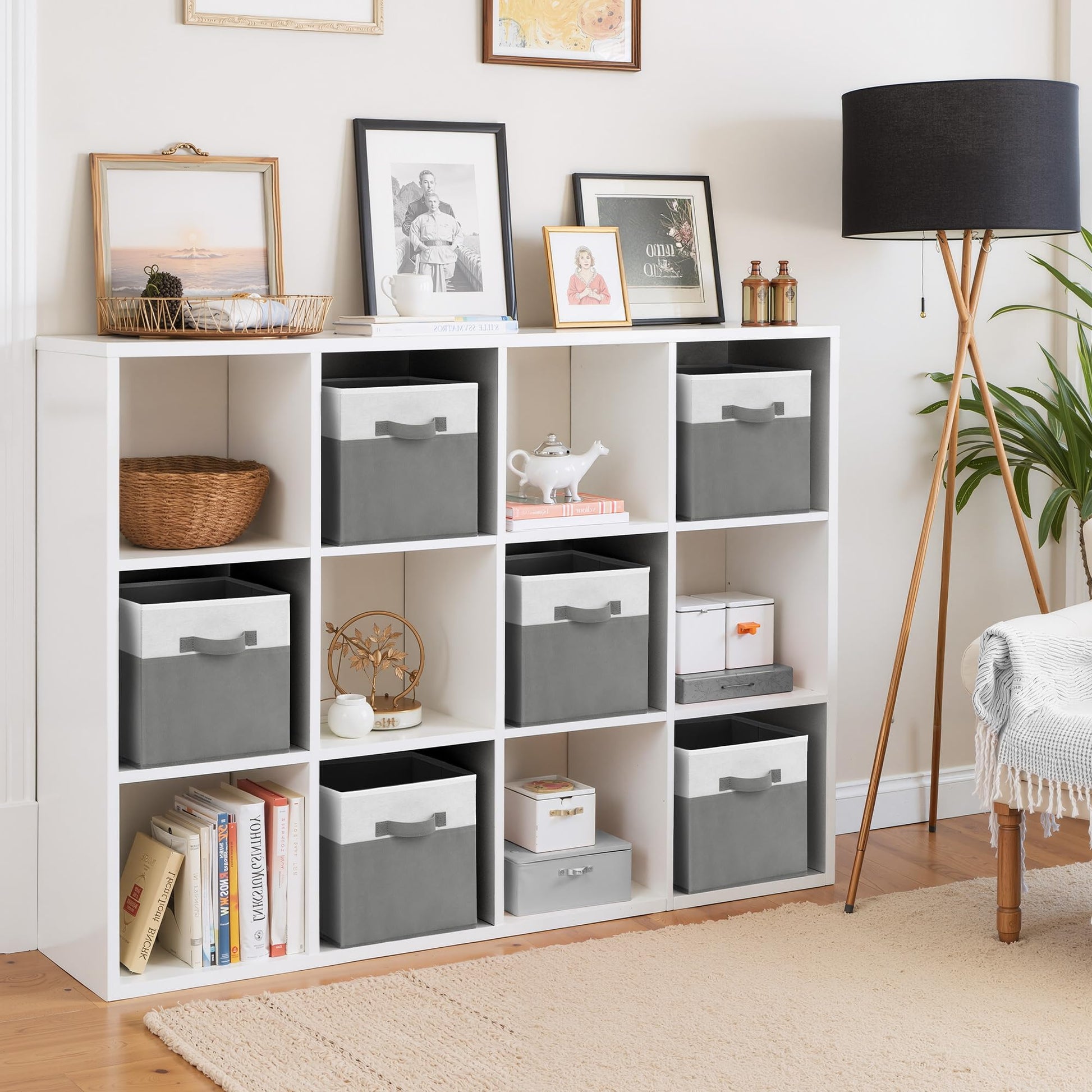 Cupic Cupid 6-Pack 11x11 Storage Cube, Fabric Storage Cubes, Gray and White