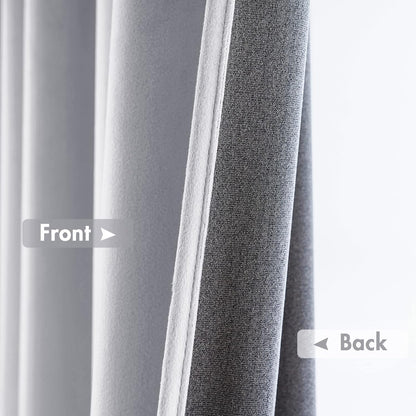 MIULEE Greyish White Velvet Curtains Thermal Insulated Blackout Curtain Drapes for Bedroom Living Room Darkening 90 Inches Long Curtains Panels Rod Pocket Set of 2
