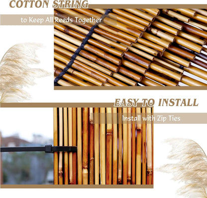 Natural Reed Fencing Rolls,6FT X 16.4FT Reed Screen Curtain Fence Covering Privacy Bamboo for Outdoor Backyard Patio Garden Decorative Fence (Brown)