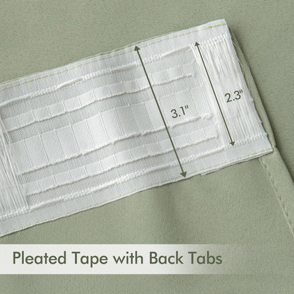 MIULEE Sage Green Back Tab Blackout Curtains 96 Inch Length 2 Panels Set for Living Room Bedroom Privacy, Rod Pocket/Pinch Pleated Thermal Insulated Room Darkening Light Blocking Drapes, W66xL96