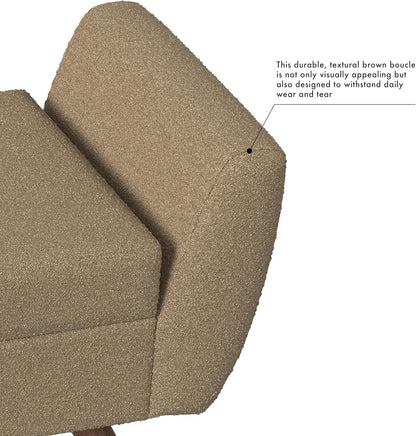 HomePop Modern Storage Bench with Wood Legs Home Décor|Bench with Storage for Living Room & Bedroom - Brown Boucle