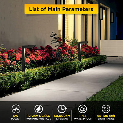 Gardencoin 3CCT LED Low Voltage Landscape Pathway Light, 12V Premium 3000K/4000K/5000K Selectable Path Lights Wired, Modern Walkway Lights Outdoor, Higher Housing with Larger Stake (19.7IN, 8 Pack)