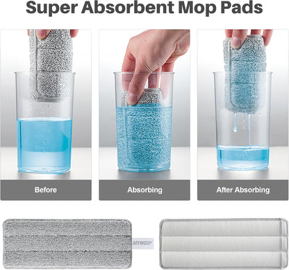 JOYMOOP Mop and Bucket with Wringer Set, Hands Free Flat Floor Mop and Bucket, with 3 Washable Microfiber Pads, Wet and Dry Use, Floor Cleaning System