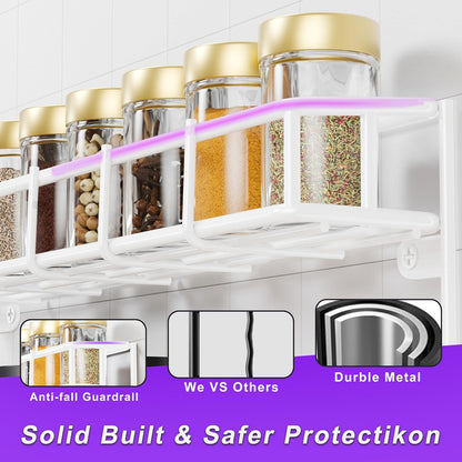 SUFAUY 2 Pack Spice Rack Organizer Wall Mount, 3 Tier Pantry Door Narrow Spice Rack Hanging Metal Shelf for Cupboard, Bathroom Shower Cosmetic, White