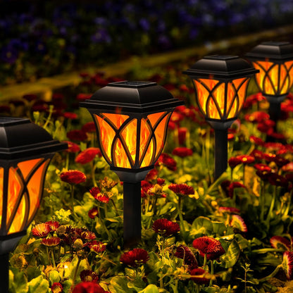 GIGALUMI Solar Lights Outdoor Waterproof, 6 Pack Flickering Flame LED Lights, Garden Decor for Yard, Patio, Landscape, Planter, Walkway