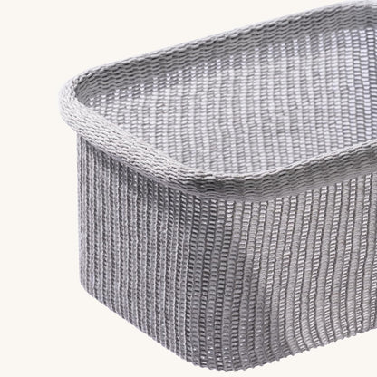 La Jolie Maison Blended Fabric Storage Baskets Set of 2, Rectangle Knitted Baskets for Organizing, Boho Decorative Baskets, Durable Finish, Grey