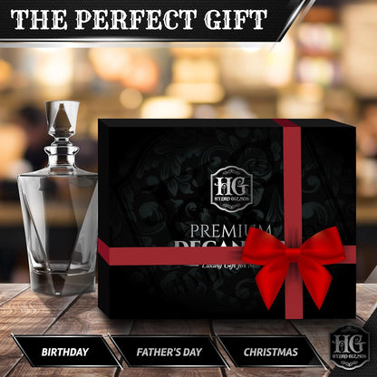 Whiskey Decanter Set for Men with 4 Glasses For Whisky, Bourbon, Rum, Scotch, Crystal Clear Decanter Sets - Whiskey Gifts for Men Dad Him