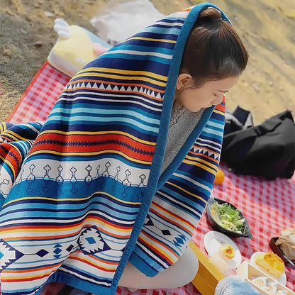 UKELER Boho Sherpa Throw 60'' x 50''- Bohemian Soft Plush Flannel Throw Blankets for Bed/Couch/Sofa/Office/Camping