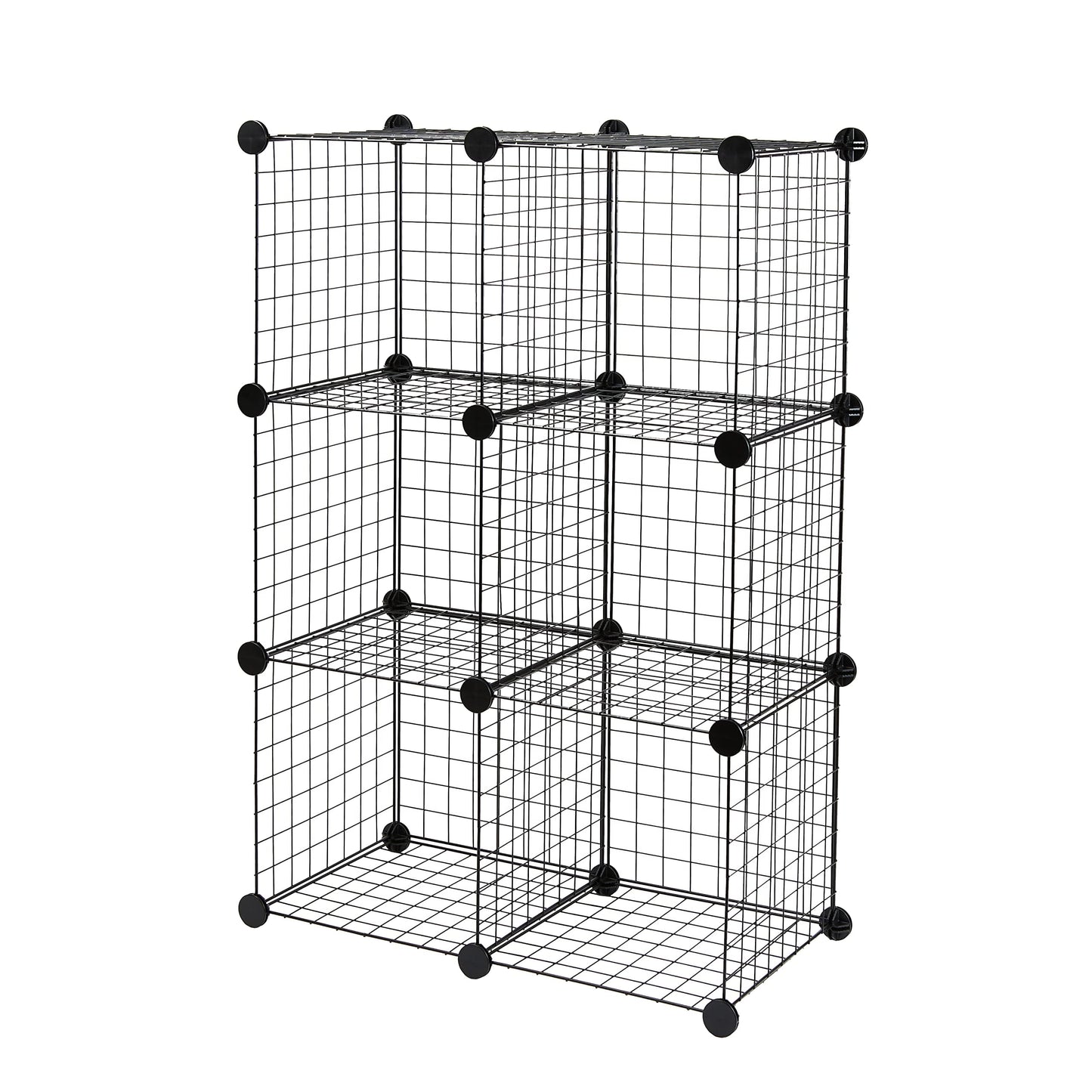 Amazon Basics 6-Cube Wire Grid Stackable Storage Organizer, Metal Shelving Unit, No-Tool Assembly