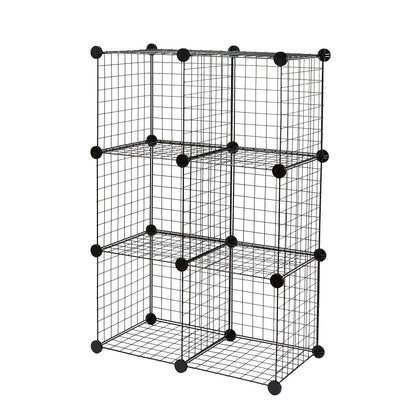 Amazon Basics 6-Cube Wire Grid Stackable Storage Organizer, Metal Shelving Unit, No-Tool Assembly