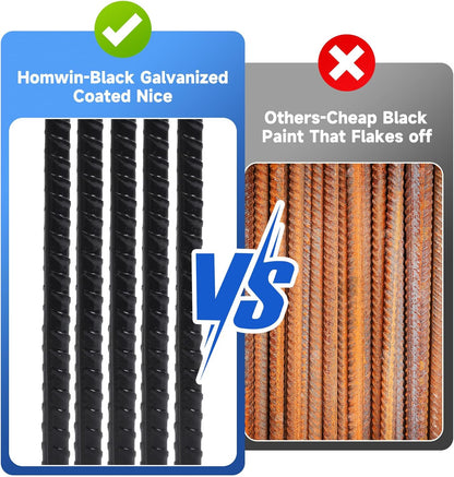 Rebar Stakes 12 inches 34-Pack Ground Stakes Heavy Duty J Hook Tent Stakes for Outdoor Decorations and Inflatables, Metal Yard Stakes for Fencing and Gardening, Gazebo and Swing Set Anchors