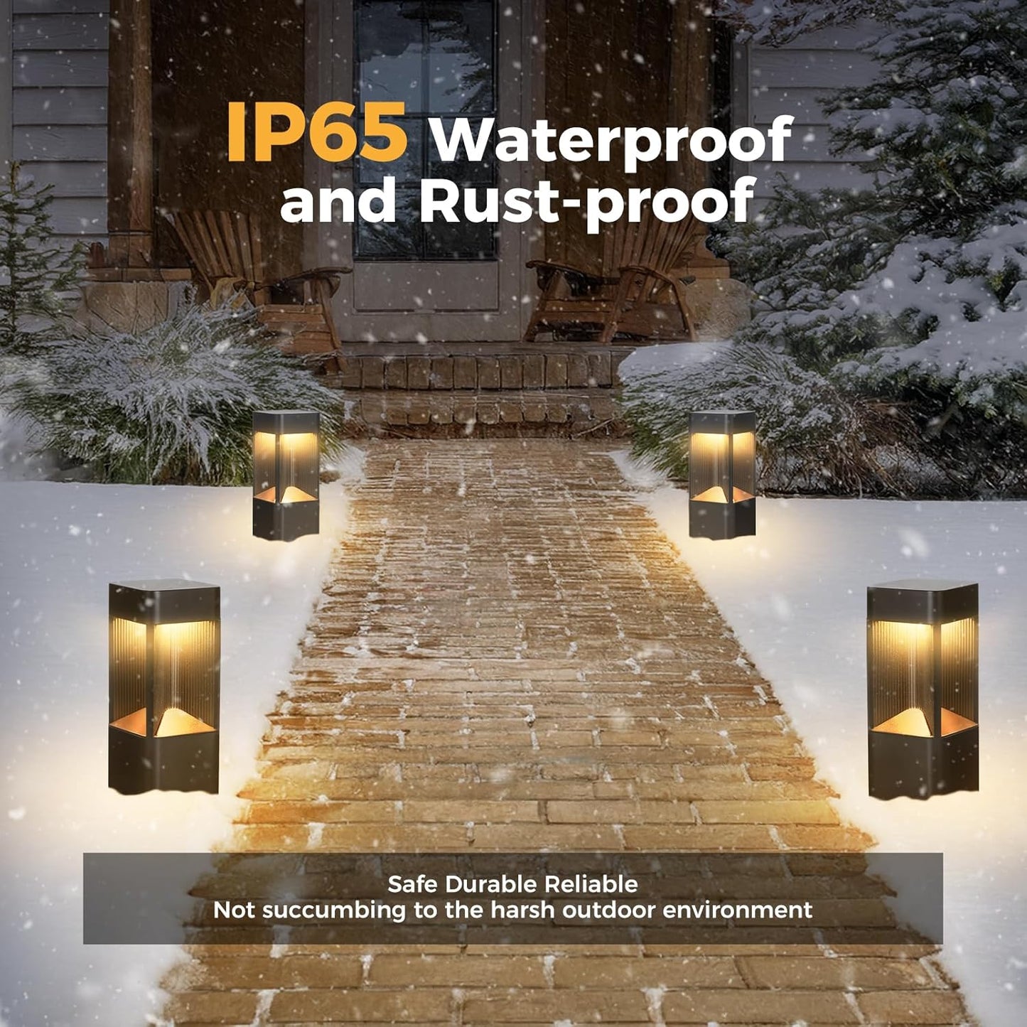 3000K Pathway Lights Black Landscape Path Light Outdoor Waterproof Garden Floor Lamp Modern Walkway Lights LED Warm Light Bollard Lighting Hardwired Aluminum Lawn Post Lights for Entrance Patio Porch