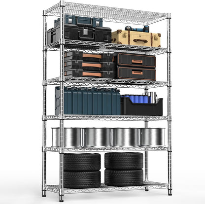 4080 lbs Steel Storage Shelving 6-Tier Utility Shelving Unit Steel Organizer Wire Rack for Home,Kitchen,Office,Garage, 17.7" D x 47.2" W x 72.3" H