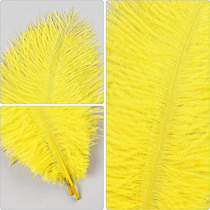 THARAHT Yellow Ostrich Feathers 12pcs Natural Bulk 10-12Inch 25cm-30cm for Crafts Wedding Party Centerpieces Halloween and Home Decoration Feathers