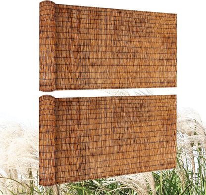 ZNCMRR Reed Fencing Rolls Natural Bamboo Fence Rolls 2 Pcs 4 Feet High Privacy Fence for Balcony Patio Garden Backyard Outdoor 4FT X 16.4FT（Brown）