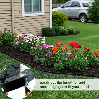Hugeleaf Landscape Edging 2 Inch Tall, 40 Feet Garden Edging Border with 40Pcs Stakes,Lawn Border for Landscaping, Flower Beds(Black)