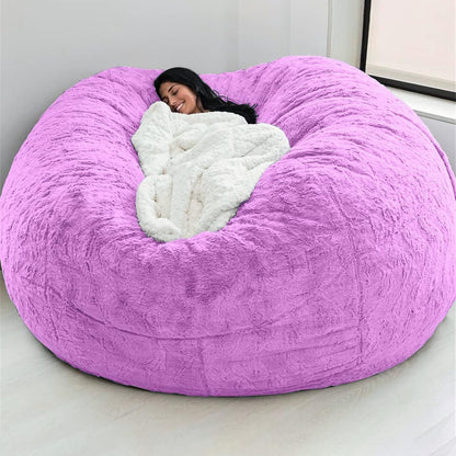 Big Huge Giant Bean Bag Chair for Adults, (No Filler) Bean Bag Chairs in Multiple Sizes and Colors Giant Foam-Filling Required- Machine Washable Covers, Double Stitched Seams (Purple,5FT)