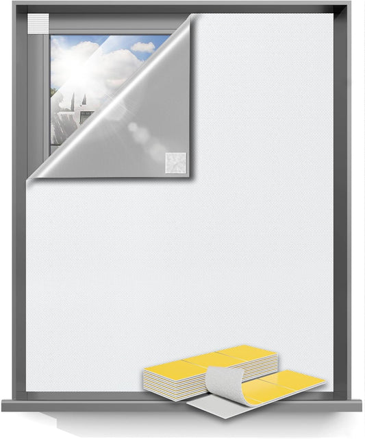 Sumobaby Blackout Curtains for Bedroom 75"x57" Portable No Drill Blinds for Windows with Heat-Resistant Magic Tapes,100% Black Out Window Cover Easy to Cut Fit for Home Cinema,Dorm Room,Nursery(White)