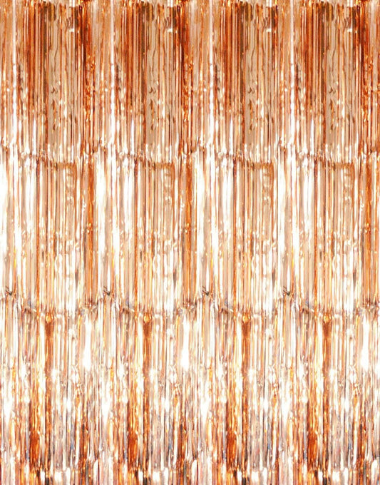 GOER 3.2 ft x 9.8 ft Metallic Tinsel Foil Fringe Curtains Party Photo Backdrop Party Streamers for Birthday,Graduation,New Year Eve Decorations Wedding Decor (Champagne Gold,1 Pack)