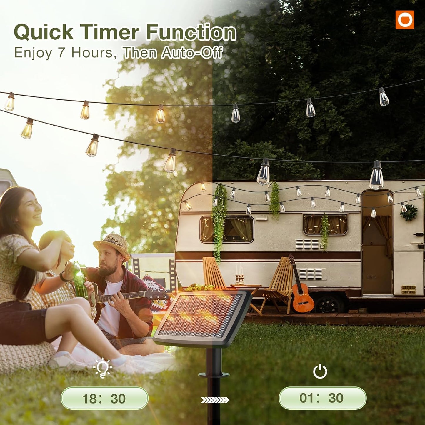 addlon 54(48+6) FT Solar String Lights Waterproof,Patio Lights Solar Powered with Remote & USB Port 15+1 LED Shatterproof Bulbs 3 Light Modes, Dimmable Solar Light for Camping Backyard Garden