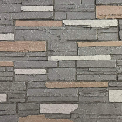 OTECKO 6-Pack Faux Stone Wall Panel 48 in x 13 in x 2 in Stacked Stone High Density Polyurethane Wall Siding Panels 24 sq ft, Easy Install, Interior/Exterior Sierra Nevada (Earthtone)