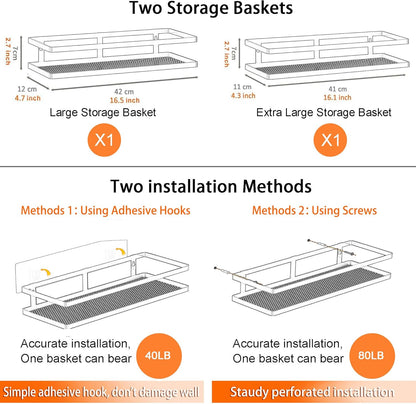 PUSDON Metal Wall Hanging Basket 2 Packs DIY Suitable for Multiple Scenes - Large White Guardrail Suit