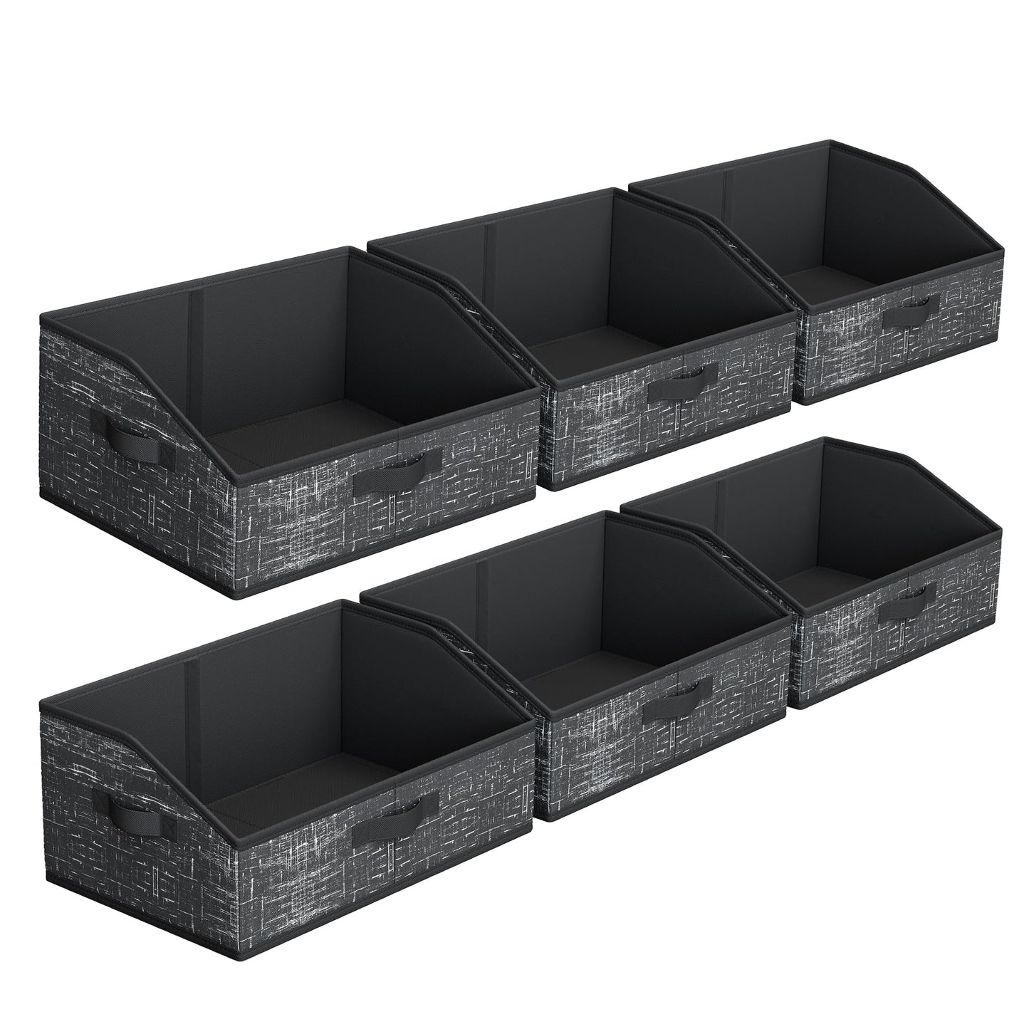SONGMICS Storage Baskets, Set of 6, Foldable Closet Organizer for Shelves