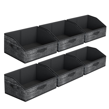 SONGMICS Storage Baskets, Set of 6, Foldable Closet Organizer for Shelves