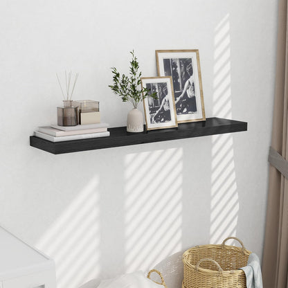 Fun Memories 10 Inch Deep Shelves, Floating Shelves for Wall 48 Inches Long, Wood Floating Shelves for Wall, Large Storage Shelves Wall Mount for Living Room Bedroom, Black, Set of 1