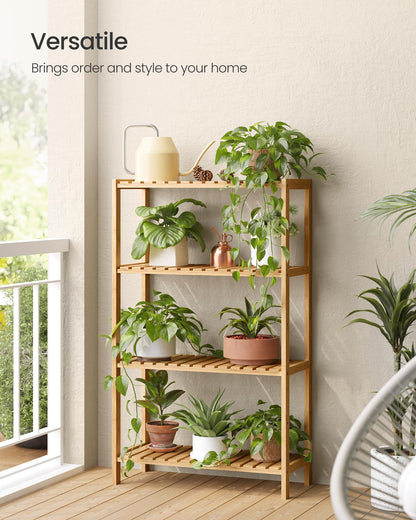 SONGMICS 4-Tier Bamboo Shelf, Freestanding Bathroom Storage Rack