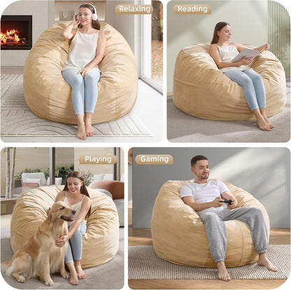 Hobestluk 4FT Bean Bag Chair Giant Bean Bag Chairs for Adults Large Bean Chairs with Removable Cover, Beanbag Chair with Filler, Adult Bean Bag Chairs for Living Room, Bedroom
