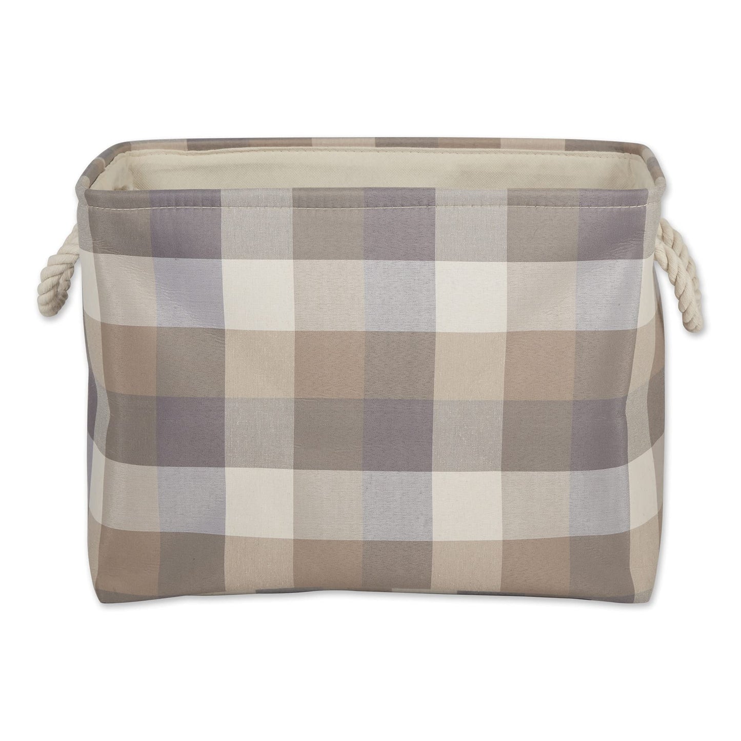 DII Buffalo Check Storage Bin, Medium Rectangle, 16x10x12, Tri Color Stone