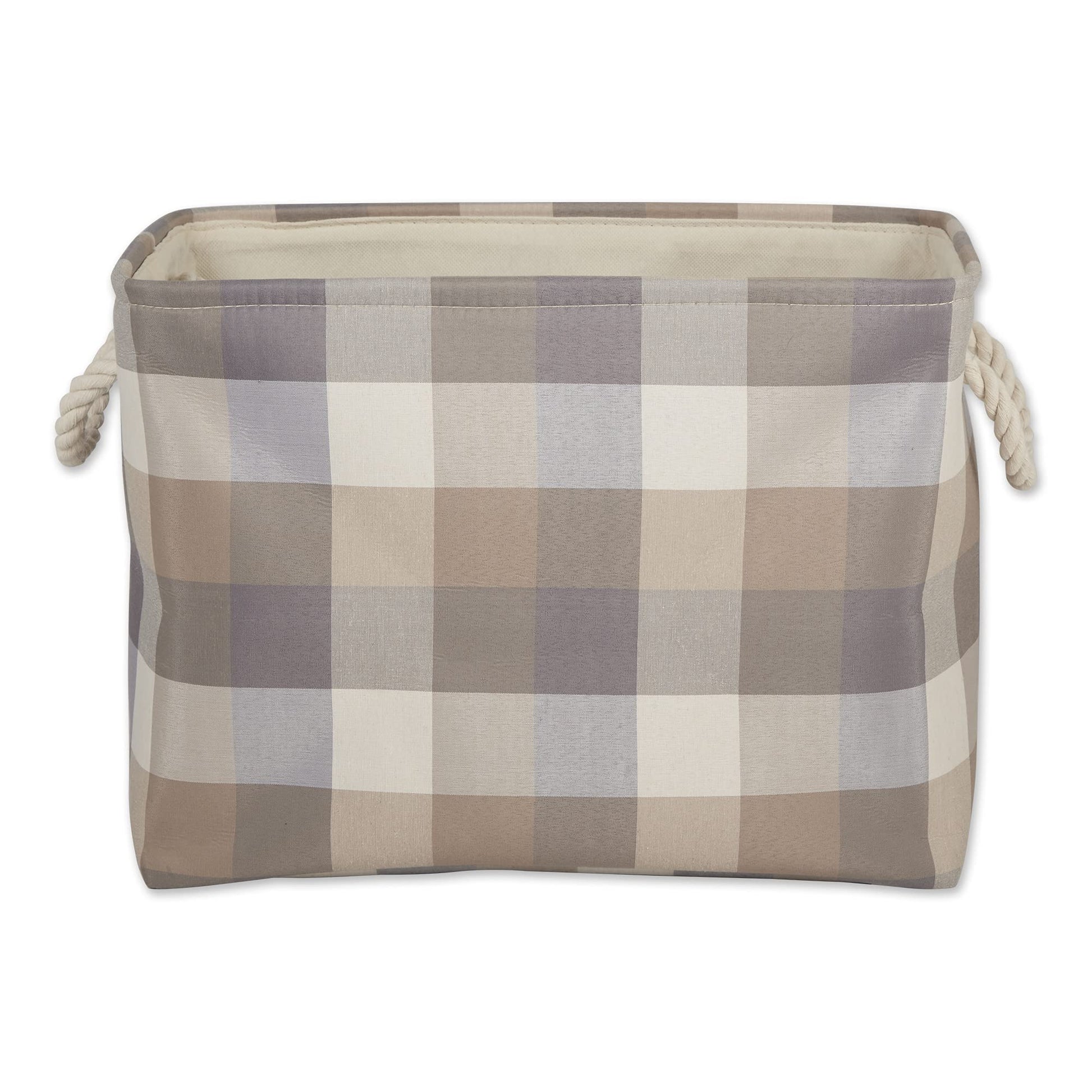 DII Buffalo Check Storage Bin, Medium Rectangle, 16x10x12, Tri Color Stone